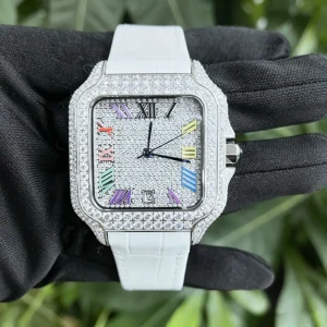 Moissanite Bezel Men Luxury Diamond Mechanical Wrist Watch 40mm Dial Festival Celebration for Moissanite Watch Women