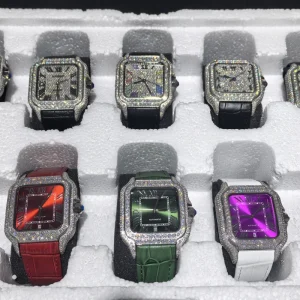 Moissanite Bezel Wristwatch 40mm Iced Out Moissanite Watch 2882 Stones VVS1 Japanese 8215 Mechanical Men’s Luxury Hip Hop