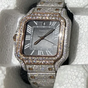 Moissanite Jewelry Watch Mechanical Watch for Men Square Stainless Steel VVS Moissanite Watch