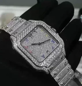 Moissanite Watch Custom Diamond Mechanical Movement Classic Luxury Men’s Calendar Watch Square for VVS1 Moissanite Watches