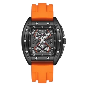 Montres Pour Hommes Skeleton Casual Quartz Watch Tonneau Shape Silicone Belt Fashion Sport Watch Men Luminous Waterproof Clock
