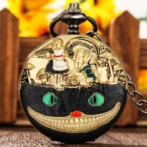 Mr Rabbit & Girl Vintage Pocket Watch with Chain for Gift Necklace Pendant Jewelry Accessories for Party Favors