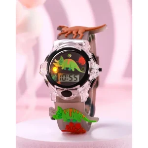 Ms 740 Cute Cartoon Dinosaur Pattern Digital Watch Fashionable Luminous Watch for Kids Trendy All Match