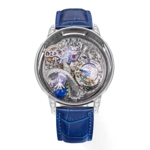 Multi Functional Personalized Men’s Mechanical Skeletonized Diamond Encrusted Watch