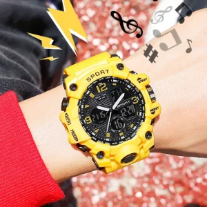 Multi Functional Waterproof Sports Watch Calendar Dual Display Large Dial Student Electronic Watch Montre Homme