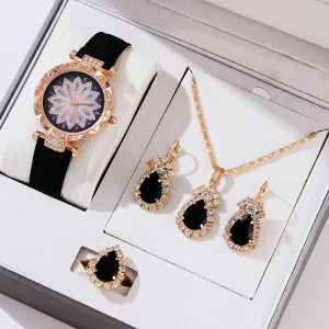 Multi piece Women’s Quartz Fashion Watch Sets with Pointer Dial Stainless Steel Jewelry Accessories