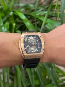Multifunction Stainless Steel Case Rubber Strap Men’s Watch Tourbillon Mechanical Watch Waterproof