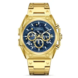 Multifunctional Analog Quartz Stainless Steel Wrist Watch Luxury Fashion Waterproof Chronograph Watch
