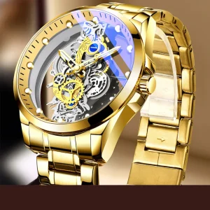 Multifunctional Men’s Mechanical Watch Luminous Waterproof Citizen Movement Business Fashionable Dial Display Glass Pointer