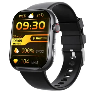 Multifunctional Smart Watch Large Screen Bluetooth Call Capability Square Shape Silica Gel Band IP67 Waterproof Magnetic