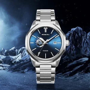 NANTIANMEN Miyota Automatic Mechanical Stainless Steel Water Resistant 5ATM Rubber Band Pointer Dial Fashion Wrist Watch