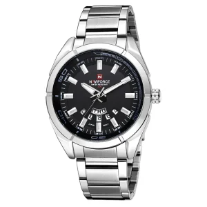 NAVIFORCE 9038 Quartz Watch Men Waterproof Sport Watch Full Steel Black Wristwatch