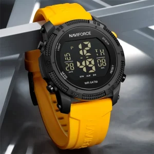 NAVIFORCE NF7104 Men’s LCD Digital Watches Casual Date and Week Alarm Waterproof Silicone Strap Electronic Watch for Men