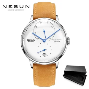 NESUN 9603 Men’s Automatic Mechanical Watch Leather Waterproof Energy Display Gift