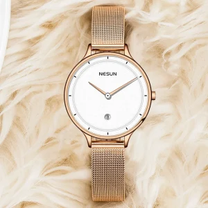 NESUN Women’s Watch Stylish Minimalist Small Dial Ultra-Thin Waterproof Stainless Steel Quartz