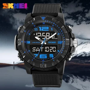 NEW SKMEI 2162 Men’s Watch Dual Display Multifunction Luminous Waterproof Electronic Watch Outdoor Sports Electronic Watch