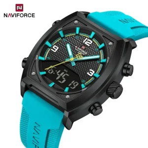 NF9242 Waterproof Digital Quartz Watch for Men Silicone Strap Dual Time Sports
