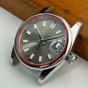 银色抛光表圈不锈钢表壳蓝宝石水晶机械手表 NH35 10m 防水 39mm 36mm 隐藏式