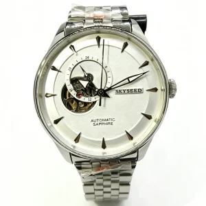 NH39A Automatic Mechanical Watch for Men 24H Display Sapphire Crystal Stainless Steel Bracelet Open Heart Business Wristwatch