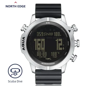 NORTH EDGE AQUA Men’s Professional Diving Computer Watch Scuba Diving NDL 50M Dive Watch Altimeter Barometer Compass