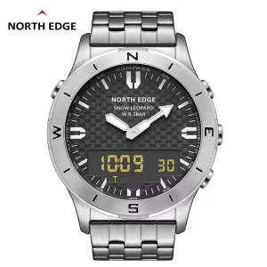 NORTH EDGE Snow Leopard Men’s Sports Digital Watch Waterproof 50M Altimeter Barometer Compass Business Luxury Mens Watch Outdoor
