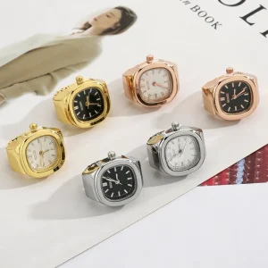 NYY Gold Plated Actual Digital Ring Watch Minimalist Watch Ring Simple Dial Mini Silver Round Oval Finger Watch Rings