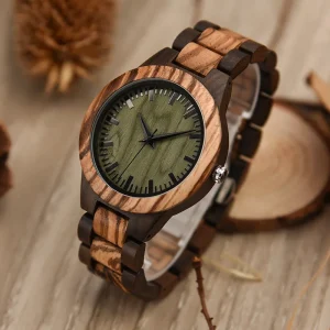 Natural Handcrafted Simplistic Make Your Own logo Black Sandalwood and zebra Miyota Quartz Movement Watch for Man