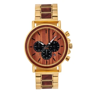 Natural Solid Wood and Metal Men’s Wood Wristwatch