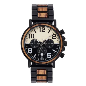 Natural Solid Wood and Metal Men’s Wood Wristwatch Quartz Wood Watch Anniversary Gift