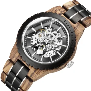 Natural Wood Mechanical Watch Wood Wristwatch for Boyfriend Dad Husband Gift to Men