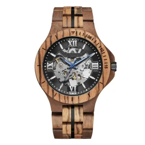 Natural Wood Men Mechanical Wrist Watch, Wood Gift for Men