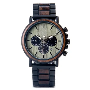 Natural Wood and Metal Men’s Wood Wristwatch