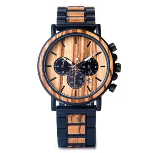 Natural Wood and Metal Men’s Wood Wristwatch