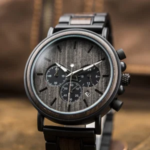 Natural Wood and Metal Men’s Wood Wristwatch Wood Watch Anniversary Gift