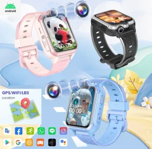 New 4G Android Smart Watch Sim Card GPS Tracker Video Call Waterproof 2MP Dual Camera Children Smart Phone Watch for Kids