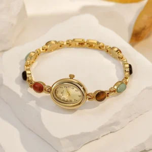 New Arrival Fashionable Quartz Watch Natural Stone Bracelet Stainless Steel Band Alloy Case Glass Perfect Watch Jewelry Gift