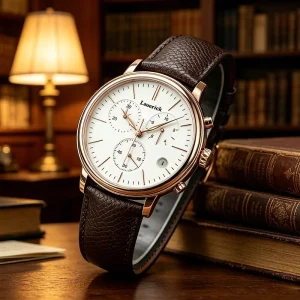 New Arrival Men’s Simple Business Quartz Watch 41mm Sapphire Crystal Dial Stainless Steel Case Leather Calendar Wristwatch