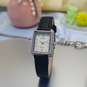 New Arrival NAIDU Fashion Women’s Watch Ladies’ Leather Strap Rectangle Alloy Simple Casual Student Exam Artistic High End Feel