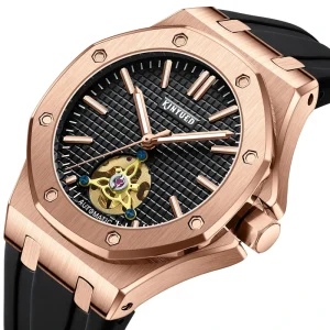 New Arrival Tourbillon Automatic Waterproof Alloy Case Silicone Strap Luxury Men’s Automatic Mechanical Watch