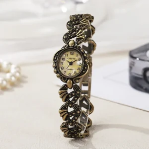 New Arrival Womens Retro Simple Korean Style Golden Elegant Student Quartz Watch WW601