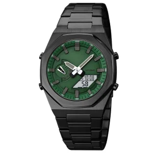 New Arrived Men’s Fashion Sport Stainless Steel Strap Watch with Luminous Stop Watch 5BAR Water Resistant Digital Display
