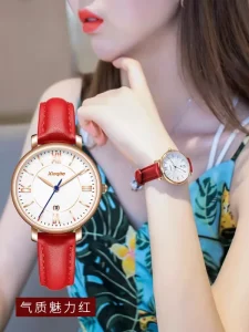 New Brand name Genuine Women’s Watch Student Style Leather Strap Niche and Simple Style Water resistant Ultra thin