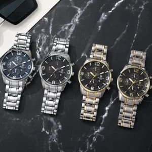 New Business Style Watch for Men Round Dial Calendar Multifunctional Luxury Men’s Quartz Watch