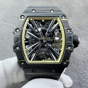 New Carbon Fiber Tonneau Rubber Skeleton Tourbillon Movement Fashionable Casual 3BAR Water Resistant Men’s Mechanical Watch