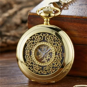 New Classic Hollow Out Men’s Watch Fully Automatic Mechanical Pocket Watch Flap Retro Gold Men’s and Women’s Antique Gift Watch