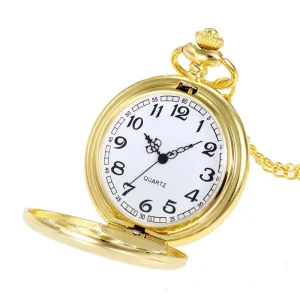 New Classic Pocket Watches Polish Smooth Quartz Pocket Watches Jewelry Alloy Chain Pendant with Necklace Chain Man Women’s Gift