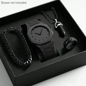New Design Men’s Quartz Watch with Alloy Strap Pointer Dial Moon Phase Power Reserve Simple Leisure Style 40mm Dial Diameter