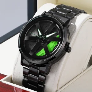 New Design Rotating Wheel Inspired Skeleton Dial Men’s Watch Waterproof Quartz Movement Fashion Business Gift for Men