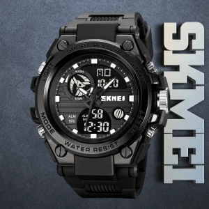 New Design Trending Dual Time Sport Watch Analog Digital Watches for Men Alarm Luminous Calendar