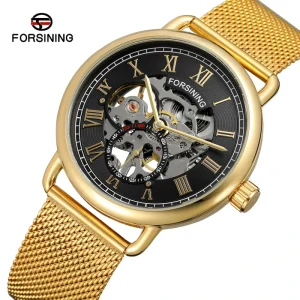 New Design Watch Wrist No Battery China Factory Roman Number Forsining Skeleton Hand Wind Mechanical Men Watches